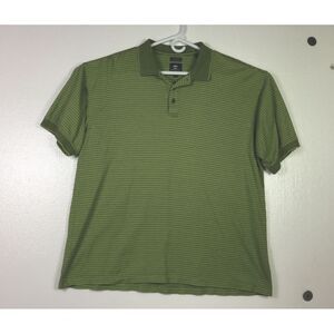 Pebble Beach Mens Polo Golf Shirt Size L Green Stripe cotton Casual Active Wear